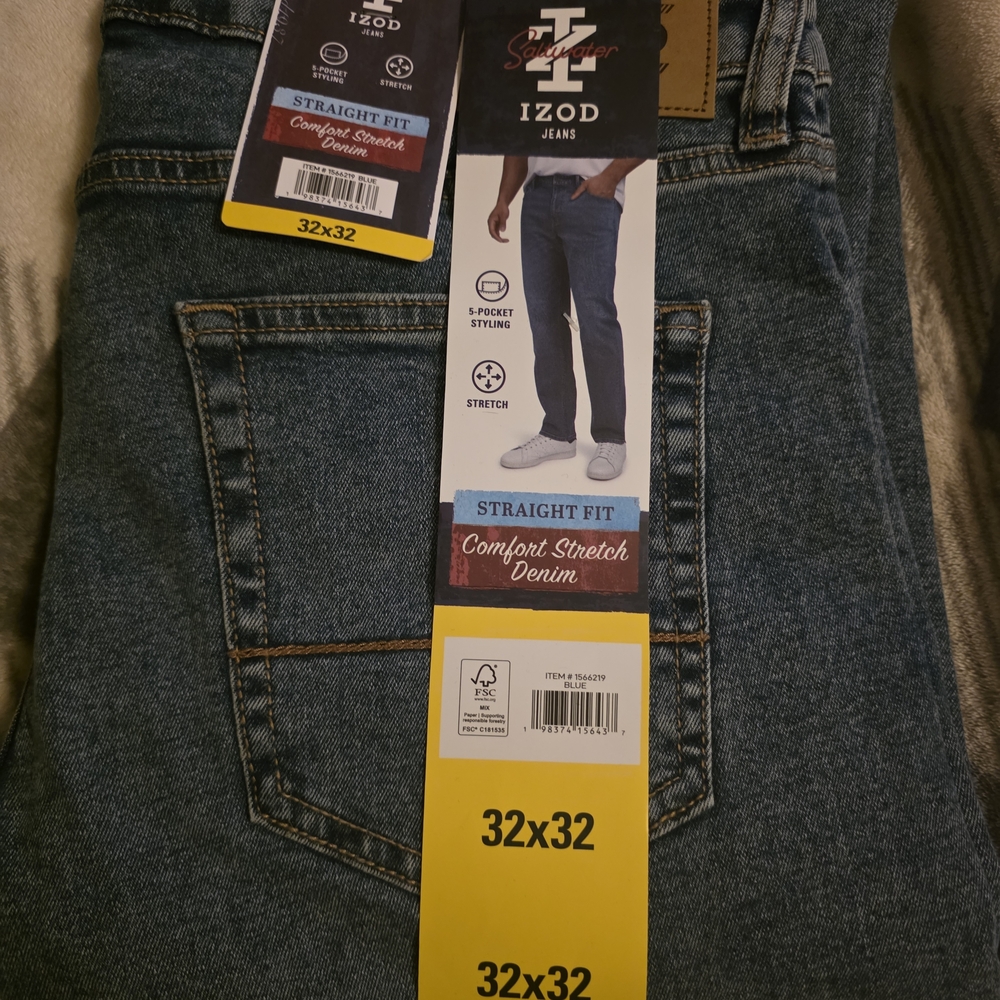 Izod Men's Straight Fit Denim Jeans - Classic Blue